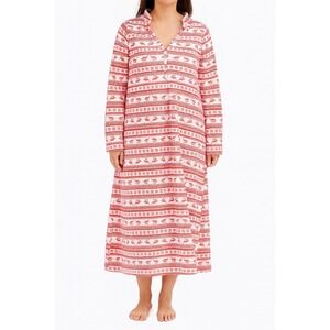 Cozy Living Lounge Red White Reindeer Snowflake Pajama Set - L